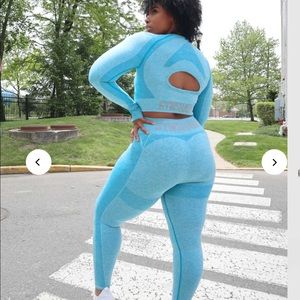 Gymshark Flex High waisted leggings Teal Marl/Light Grey